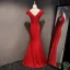 Chic / Beautiful Evening Dresses  2017 Trumpet / Mermaid Crystal V-Neck Backless Zipper Up Short Sleeve Floor-Length / Long Evening Party