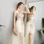 Modern / Fashion Champagne Evening Dresses  2018 A-Line / Princess Sequins Scoop Neck Strapless Sleeveless Ankle Length Formal Dresses