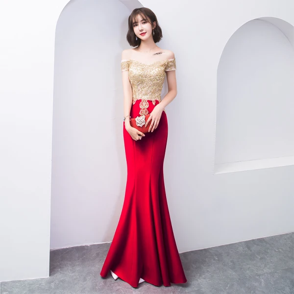 Elegant Dark Green Evening Dresses  2018 Trumpet / Mermaid Lace Beading Off-The-Shoulder Backless Short Sleeve Floor-Length / Long Formal Dresses
