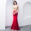 Elegant Dark Green Evening Dresses  2018 Trumpet / Mermaid Lace Beading Off-The-Shoulder Backless Short Sleeve Floor-Length / Long Formal Dresses