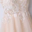 Chic / Belle Champagne Robe De Soirée 2017 Princesse En Dentelle Fleur V-Cou Fermeture éclair Sans Manches Longueur Cheville Soirée