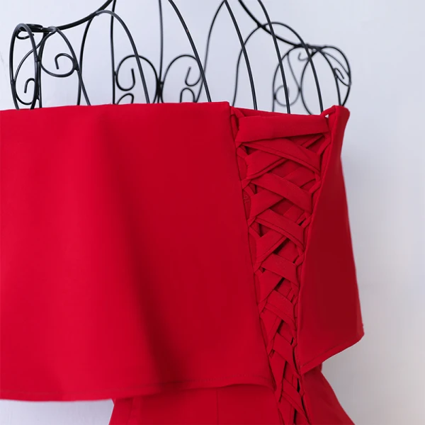 Schöne Rot Abendkleider Mermaid 2017 Off Shoulder Kurze Ärmel Knöchellänge Abend