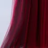 Chic / Belle Rouge Robe De Soirée 2017 Princesse En Dentelle Fleur Perlage Paillettes Une épaule Dos Nu Sans Manches Longueur Cheville Soirée