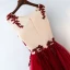 Chic / Beautiful Red Evening Dresses  2017 A-Line / Princess Lace Flower Crystal Artificial Flowers Scoop Neck Sleeveless Ankle Length Evening Party