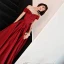Charmant Rouge Robe De Soirée 2018 Princesse Volants De l'épaule Dos Nu Manches Courtes Longue Robe De Ceremonie