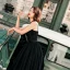 Chic / Belle Noire Robe De Bal 2018 Princesse Tachetée Noeud Bretelles Spaghetti Dos Nu Sans Manches Longueur Cheville Robe De Ceremonie