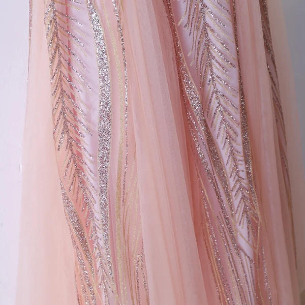 Chic / Beautiful Pearl Pink Prom Dresses 2017 A-Line / Princess Sequins Lace Scoop Neck Backless Sleeveless Floor-Length / Long Prom