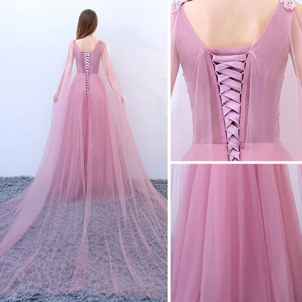 Schöne Rosa Ballkleider 2018 A Linie Eckiger Ausschnitt Ärmellos Pailletten Perlenstickerei Watteau-falte Rüschen Rückenfreies Festliche Kleider