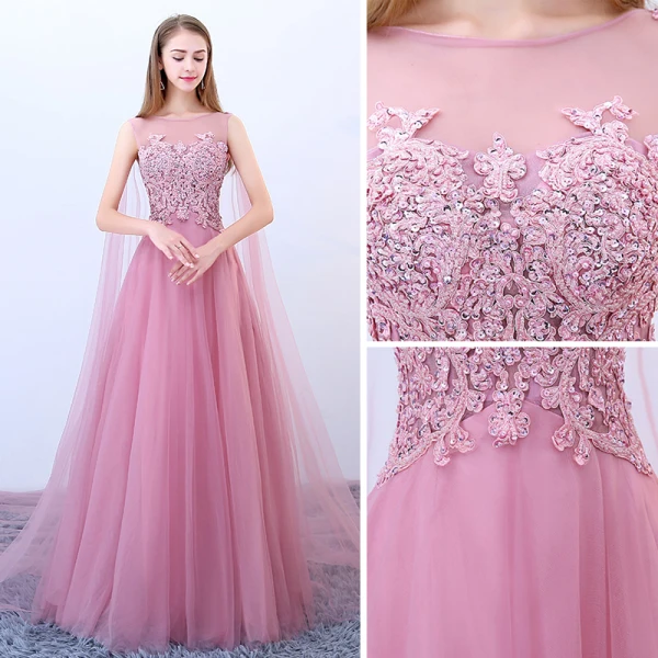 Schöne Rosa Ballkleider 2018 A Linie Eckiger Ausschnitt Ärmellos Pailletten Perlenstickerei Watteau-falte Rüschen Rückenfreies Festliche Kleider