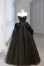 Charming Black Sequins Prom Dresses A-Line / Princess 2024 Strapless Sleeveless Backless Floor-Length / Long Prom Formal Dresses