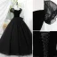 Élégant Noire Paillettes Robe De Bal 2023 Robe Boule Encolure Carrée Manches Courtes Dos Nu Longue Promo Robe De Ceremonie