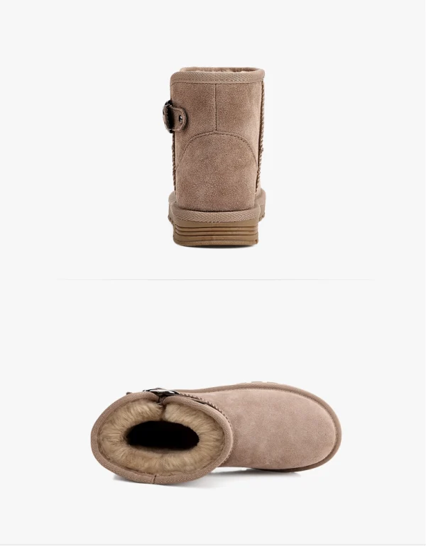 Mote Damesko 2017 Svart Lær Ankel Suede Spenne Casual Vinter Flate Snow Boots
