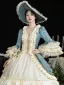 Vintage / Retro Medieval Bling Bling Champagne Ocean Blue Prom Dresses 2024 3D Lace Beading Floor-Length / Long U-Neck Cosplay Long Sleeve Ball Gown Prom