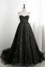 Fashion Black Star Sequins Prom Dresses 2024 A-Line / Princess Spaghetti Straps Sleeveless Backless Floor-Length / Long Formal Dresses