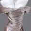 Sexy Gold Rhinestone Evening Dresses 2025 Trumpet / Mermaid Off-The-Shoulder Short Sleeve Backless Sweep Train Evening Party Formal Dresses