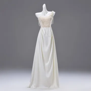 Charmant Ivory Creme Perle Ballkleider 2025 A Linie One Shoulder Ärmellos Rückenfreies Lange Ball Festliche Kleider