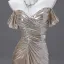 Unusual Gold Evening Dresses 2025 Trumpet / Mermaid Off-The-Shoulder Short Sleeve Backless Sweep Train Evening Party Formal Dresses