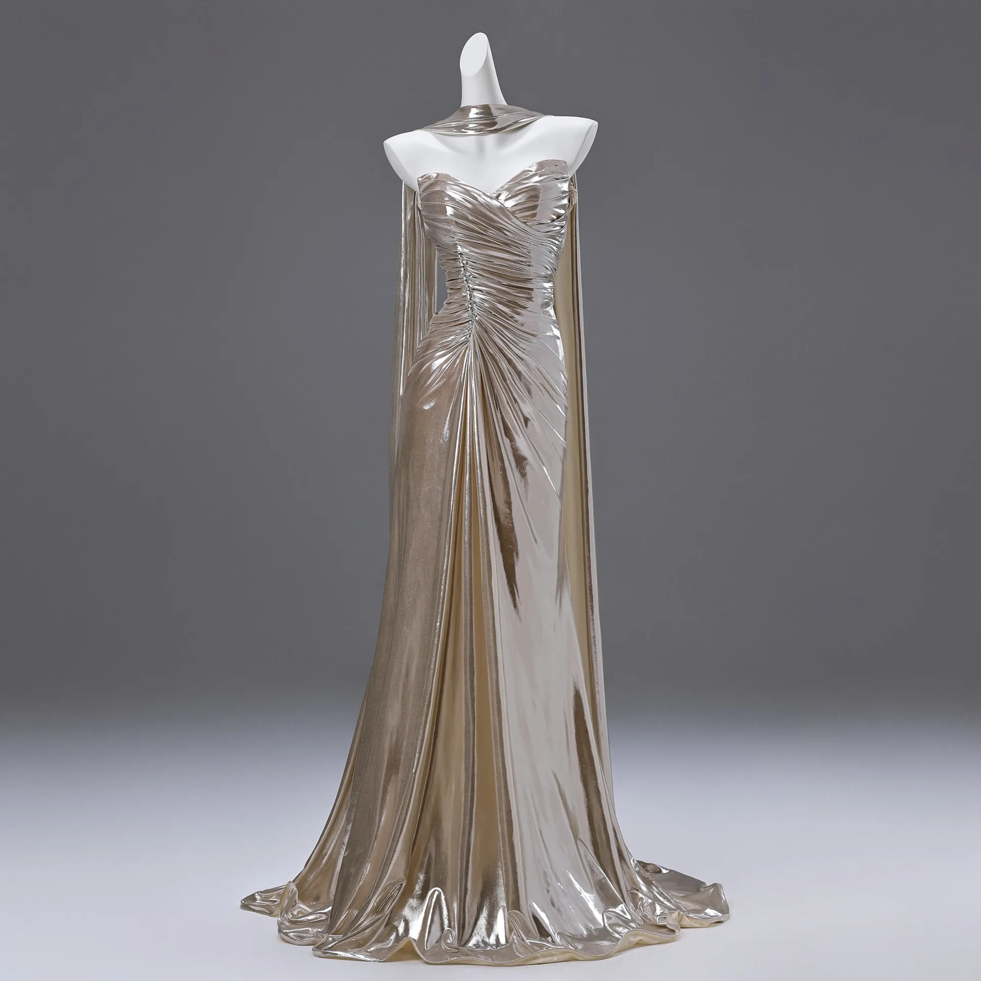 Inhabituel Doré Robe De Soirée 2025 Trompette / Sirène De l'épaule ...