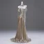 Unusual Gold Evening Dresses 2025 Trumpet / Mermaid Off-The-Shoulder Short Sleeve Backless Sweep Train Evening Party Formal Dresses