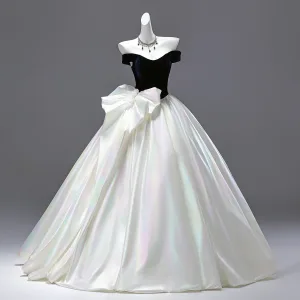 Réservé Bleu Marine Noeud Robe De Bal 2025 Robe Boule Bustier Sans Manches Dos Nu Longue Promo Robe De Ceremonie