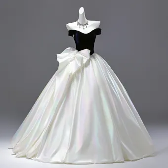 Réservé Bleu Marine Noeud Robe De Bal 2025 Robe Boule Bustier Sans Manches Dos Nu Longue Promo Robe De Ceremonie