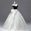 Demure Navy Blue Bow Prom Dresses 2025 Ball Gown Strapless Sleeveless Backless Floor-Length / Long Prom Formal Dresses