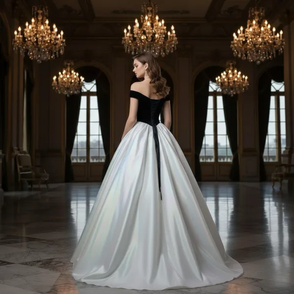 Demure Navy Blue Bow Prom Dresses 2025 Ball Gown Strapless Sleeveless Backless Floor-Length / Long Prom Formal Dresses