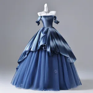 Elegant Ocean Blue Prom Dresses 2026 Ball Gown Strapless Sleeveless Backless Floor Length Long Formal Dresses
