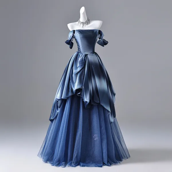 Élégant Océan Bleu Robe De Bal 2026 Robe Boule Bustier Sans Manches Dos Nu Longue Robe De Ceremonie