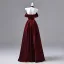 Elegant Burgundy Beading Rhinestone Satin Prom Dresses 2026 Ball Gown Off-The-Shoulder Short Sleeve Backless Floor-Length / Long Formal Dresses