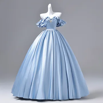 Elegante Himmelblau Ballkleider 2026 Ballkleid Off Shoulder Ärmellos Rückenfreies Lange Festliche Kleider