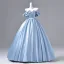 Elegant Sky Blue Prom Dresses 2026 Ball Gown Off-The-Shoulder Sleeveless Backless Floor-Length / Long Formal Dresses