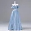 Elegant Sky Blue Prom Dresses 2026 Ball Gown Off-The-Shoulder Sleeveless Backless Floor-Length / Long Formal Dresses