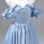 Elegant Sky Blue Prom Dresses 2026 Ball Gown Off-The-Shoulder Sleeveless Backless Floor-Length / Long Formal Dresses