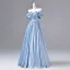 Elegant Sky Blue Prom Dresses 2026 Ball Gown Off-The-Shoulder Sleeveless Backless Floor-Length / Long Formal Dresses