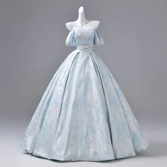 Elegant Sky Blue Prom Dresses 2026 Ball Gown Strapless Sleeveless Backless Bow Floor Length Long Formal Dresses