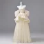 Elegant Champagne Prom Dresses 2026 Ball Gown Off-The-Shoulder Puffy Short Sleeve Backless Floor-Length / Long Formal Dresses