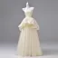Elegant Champagne Prom Dresses 2026 Ball Gown Off-The-Shoulder Puffy Short Sleeve Backless Floor-Length / Long Formal Dresses