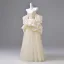Elegant Champagne Prom Dresses 2026 Ball Gown Off-The-Shoulder Puffy Short Sleeve Backless Floor-Length / Long Formal Dresses
