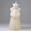 Elegant Champagne Prom Dresses 2026 Ball Gown Off-The-Shoulder Puffy Short Sleeve Backless Floor-Length / Long Formal Dresses