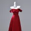Vintage / Retro Burgundy Prom Dresses 2026 A-Line / Princess Off-The-Shoulder Sleeveless Backless Floor-Length / Long Formal Dresses
