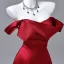 Vintage / Retro Burgundy Prom Dresses 2026 A-Line / Princess Off-The-Shoulder Sleeveless Backless Floor-Length / Long Formal Dresses