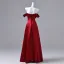 Vintage / Retro Burgundy Prom Dresses 2026 A-Line / Princess Off-The-Shoulder Sleeveless Backless Floor-Length / Long Formal Dresses