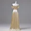 Sexy Gold Evening Dresses 2026 A-Line / Princess Off-The-Shoulder Short Sleeve Backless Sweep Train Formal Dresses