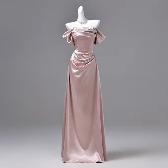 Charming Blushing Pink Evening Dresses 2026 A Line Princess Off The Shoulder Short Sleeve Backless Floor Length Long Formal Dresses