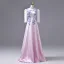 Vintage / Retro Blushing Pink Beading Sequins Appliques Prom Dresses 2026 A-Line / Princess High Neck 3/4 Sleeve Floor-Length / Long Formal Dresses