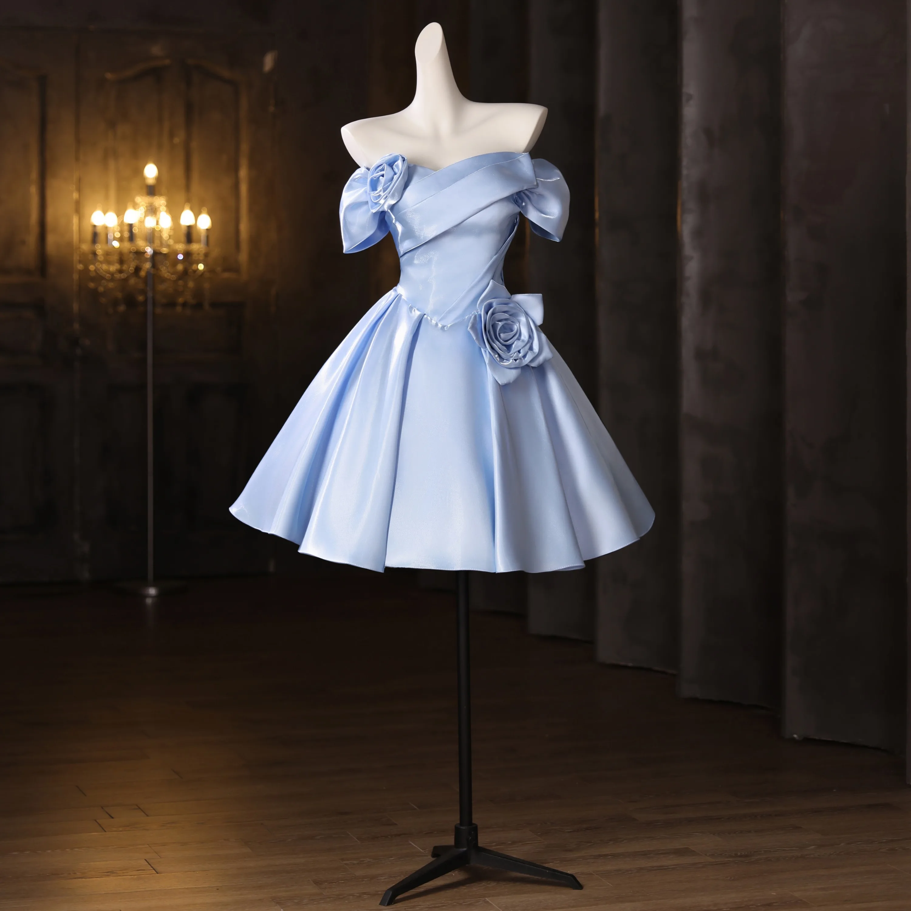 sachin and babi light blue dress Chic Beautiful Sky Blue Flower Short Homecoming Graduation Dresses 2025 Ball Gown Short