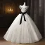 Elegant White Bow Sash Prom Dresses 2025 Ball Gown Strapless Sleeveless Backless Floor-Length / Long Formal Dresses