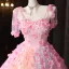 Blumenfee Rosa Regenbogen Perle Applikationen Ballkleider 2025 Ballkleid Spaghettiträger Ärmellos Rückenfreies Lange Festliche Kleider