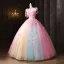 Blumenfee Rosa Regenbogen Perle Applikationen Ballkleider 2025 Ballkleid Spaghettiträger Ärmellos Rückenfreies Lange Festliche Kleider
